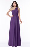 ColsBM Jennifer Dark Purple Antique One Shoulder Sleeveless Chiffon Floor Length Ruching Plus Size Bridesmaid Dresses