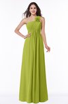 ColsBM Jennifer Green Oasis Antique One Shoulder Sleeveless Chiffon Floor Length Ruching Plus Size Bridesmaid Dresses