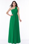 ColsBM Jennifer Green Antique One Shoulder Sleeveless Chiffon Floor Length Ruching Plus Size Bridesmaid Dresses