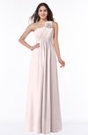 ColsBM Jennifer Light Pink Antique One Shoulder Sleeveless Chiffon Floor Length Ruching Plus Size Bridesmaid Dresses