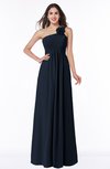 ColsBM Jennifer Navy Blue Antique One Shoulder Sleeveless Chiffon Floor Length Ruching Plus Size Bridesmaid Dresses