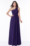 ColsBM Jennifer Royal Purple Antique One Shoulder Sleeveless Chiffon Floor Length Ruching Plus Size Bridesmaid Dresses