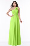 ColsBM Jennifer Sharp Green Antique One Shoulder Sleeveless Chiffon Floor Length Ruching Plus Size Bridesmaid Dresses