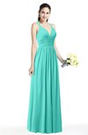 ColsBM Veronica Blue Turquoise Simple A-line Sleeveless Zipper Chiffon Sash Plus Size Bridesmaid Dresses