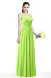 ColsBM Veronica Bright Green Simple A-line Sleeveless Zipper Chiffon Sash Plus Size Bridesmaid Dresses