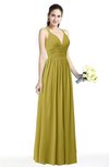 ColsBM Veronica Golden Olive Simple A-line Sleeveless Zipper Chiffon Sash Plus Size Bridesmaid Dresses