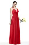 ColsBM Veronica Red Simple A-line Sleeveless Zipper Chiffon Sash Plus Size Bridesmaid Dresses
