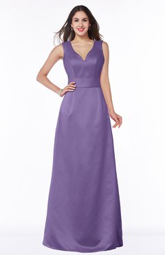 ColsBM Faye Chalk Violet Luxury A-line V-neck Sleeveless Satin Sash Wedding Guest Dresses