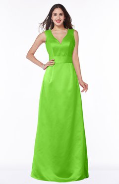 ColsBM Faye Classic Green Luxury A-line V-neck Sleeveless Satin Sash Wedding Guest Dresses