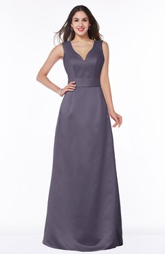 ColsBM Faye Mulled Grape Luxury A-line V-neck Sleeveless Satin Sash Wedding Guest Dresses