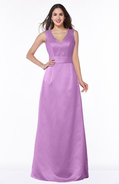 ColsBM Faye Orchid Luxury A-line V-neck Sleeveless Satin Sash Wedding Guest Dresses