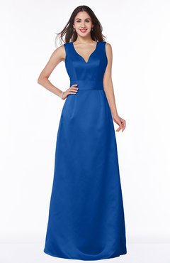 ColsBM Faye Royal Blue Luxury A-line V-neck Sleeveless Satin Sash Wedding Guest Dresses
