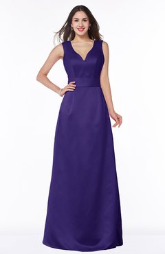 ColsBM Faye Royal Purple Luxury A-line V-neck Sleeveless Satin Sash Wedding Guest Dresses