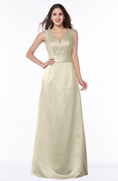 ColsBM Faye Tan Luxury A-line V-neck Sleeveless Satin Sash Wedding Guest Dresses