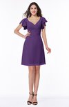 ColsBM Paola Dark Purple Plain A-line Short Sleeve Short Ruffles Bridesmaid Dresses