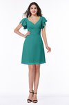 ColsBM Paola Emerald Green Plain A-line Short Sleeve Short Ruffles Bridesmaid Dresses
