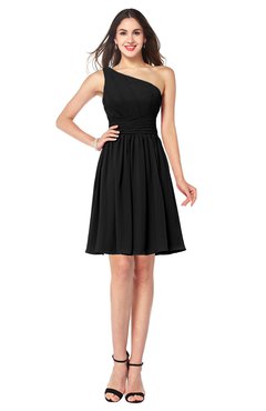 ColsBM Kiara Black Modern A-line Asymmetric Neckline Sleeveless Half Backless Ruching Plus Size Bridesmaid Dresses