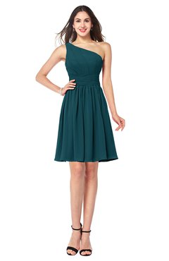 ColsBM Kiara Blue Green Modern A-line Asymmetric Neckline Sleeveless Half Backless Ruching Plus Size Bridesmaid Dresses