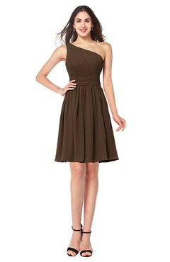 ColsBM Kiara Chocolate Brown Modern A-line Asymmetric Neckline Sleeveless Half Backless Ruching Plus Size Bridesmaid Dresses
