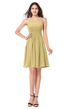 ColsBM Kiara Gold Modern A-line Asymmetric Neckline Sleeveless Half Backless Ruching Plus Size Bridesmaid Dresses