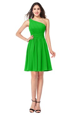 ColsBM Kiara Jasmine Green Modern A-line Asymmetric Neckline Sleeveless Half Backless Ruching Plus Size Bridesmaid Dresses