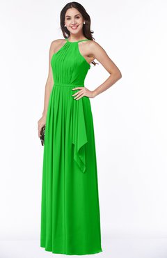 ColsBM Jasmine Classic Green Sexy Halter Sleeveless Zipper Chiffon Ruching Plus Size Bridesmaid Dresses