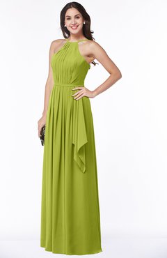 ColsBM Jasmine Green Oasis Sexy Halter Sleeveless Zipper Chiffon Ruching Plus Size Bridesmaid Dresses