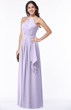 ColsBM Jasmine Light Purple Sexy Halter Sleeveless Zipper Chiffon Ruching Plus Size Bridesmaid Dresses