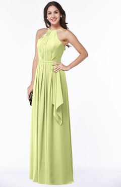 ColsBM Jasmine Lime Green Sexy Halter Sleeveless Zipper Chiffon Ruching Plus Size Bridesmaid Dresses
