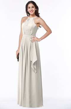 ColsBM Jasmine Off White Sexy Halter Sleeveless Zipper Chiffon Ruching Plus Size Bridesmaid Dresses