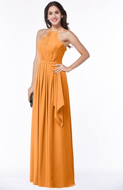 ColsBM Jasmine Orange Sexy Halter Sleeveless Zipper Chiffon Ruching Plus Size Bridesmaid Dresses