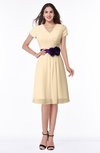 ColsBM Margot Apricot Gelato Classic V-neck Short Sleeve Chiffon Knee Length Bridesmaid Dresses