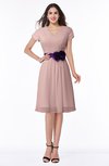 ColsBM Margot Bridal Rose Classic V-neck Short Sleeve Chiffon Knee Length Bridesmaid Dresses