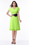 ColsBM Margot Bright Green Classic V-neck Short Sleeve Chiffon Knee Length Bridesmaid Dresses