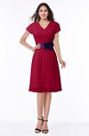 ColsBM Margot Dark Red Classic V-neck Short Sleeve Chiffon Knee Length Bridesmaid Dresses