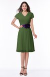 ColsBM Margot Garden Green Classic V-neck Short Sleeve Chiffon Knee Length Bridesmaid Dresses