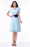 ColsBM Margot Ice Blue Classic V-neck Short Sleeve Chiffon Knee Length Bridesmaid Dresses