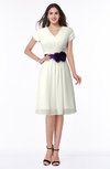ColsBM Margot Ivory Classic V-neck Short Sleeve Chiffon Knee Length Bridesmaid Dresses