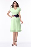 ColsBM Margot Pale Green Classic V-neck Short Sleeve Chiffon Knee Length Bridesmaid Dresses