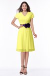 ColsBM Margot Pale Yellow Classic V-neck Short Sleeve Chiffon Knee Length Bridesmaid Dresses