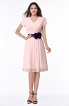ColsBM Margot Pastel Pink Classic V-neck Short Sleeve Chiffon Knee Length Bridesmaid Dresses