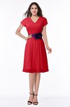 ColsBM Margot Red Classic V-neck Short Sleeve Chiffon Knee Length Bridesmaid Dresses