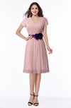 ColsBM Margot Silver Pink Classic V-neck Short Sleeve Chiffon Knee Length Bridesmaid Dresses