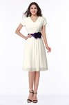 ColsBM Margot Whisper White Classic V-neck Short Sleeve Chiffon Knee Length Bridesmaid Dresses