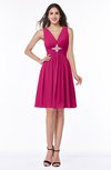 ColsBM Haley Beetroot Purple Modern Fit-n-Flare Sleeveless Zip up Chiffon Knee Length Prom Dresses