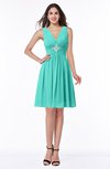 ColsBM Haley Blue Turquoise Modern Fit-n-Flare Sleeveless Zip up Chiffon Knee Length Prom Dresses