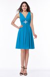 ColsBM Haley Cornflower Blue Modern Fit-n-Flare Sleeveless Zip up Chiffon Knee Length Prom Dresses