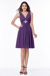 ColsBM Haley Dark Purple Modern Fit-n-Flare Sleeveless Zip up Chiffon Knee Length Prom Dresses