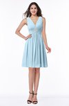 ColsBM Haley Ice Blue Modern Fit-n-Flare Sleeveless Zip up Chiffon Knee Length Prom Dresses