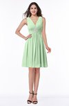 ColsBM Haley Light Green Modern Fit-n-Flare Sleeveless Zip up Chiffon Knee Length Prom Dresses